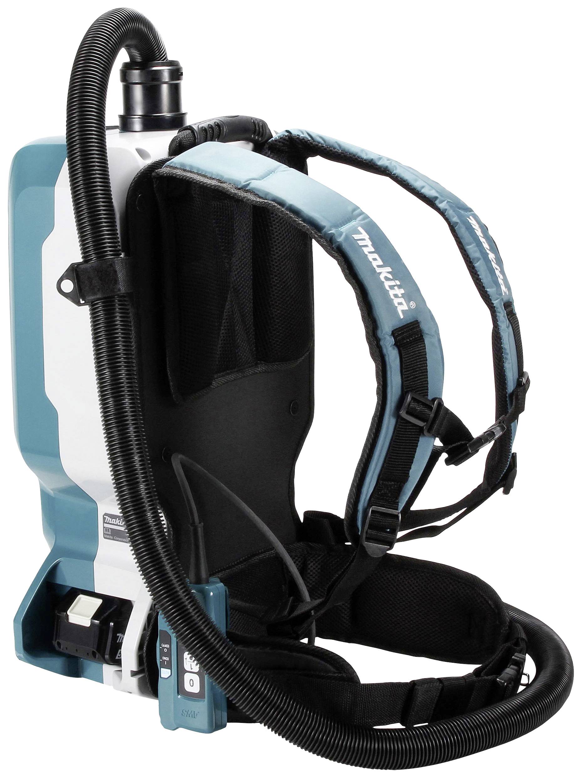 Cordless backpack vacuum cleaner with ergonomic straps. The hose is more flexible, and the design supports freedom of movement.