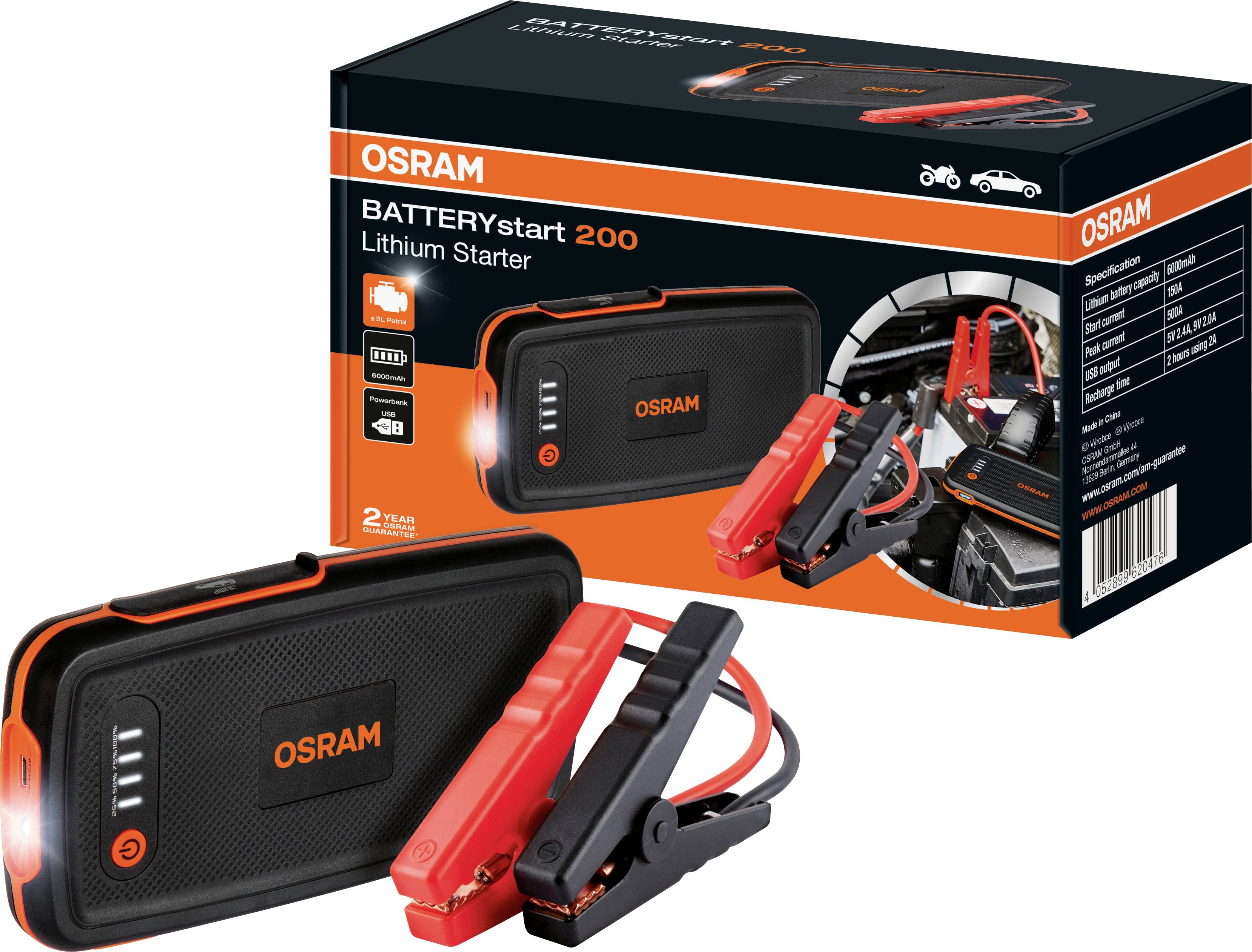 Osram Automotive Quick start system BATTERYstart 200 OBSL200 Jump start current (12 V)=150 A 1 x USB slot