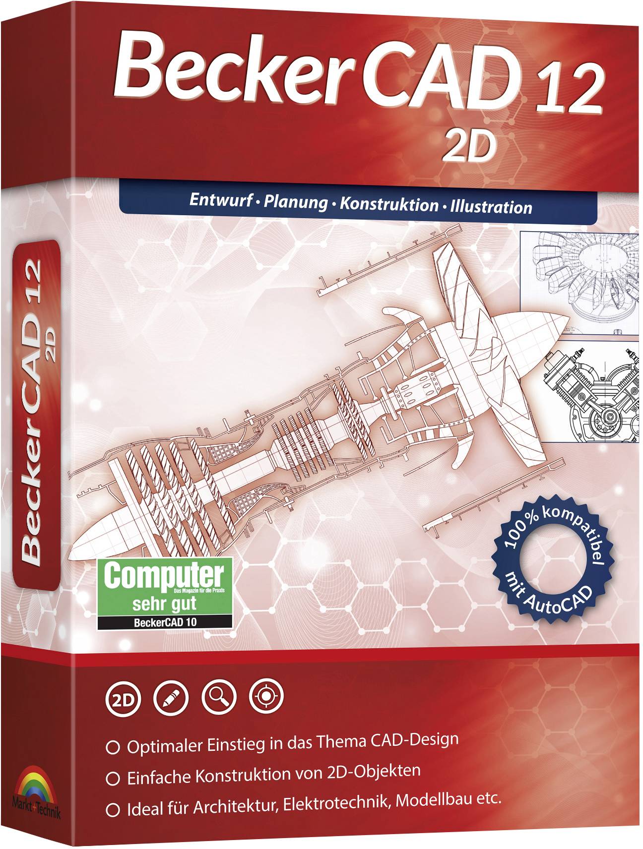 Markt & Technik 80850 BeckerCAD 12 2D Full version, 1 licence Windows CAD