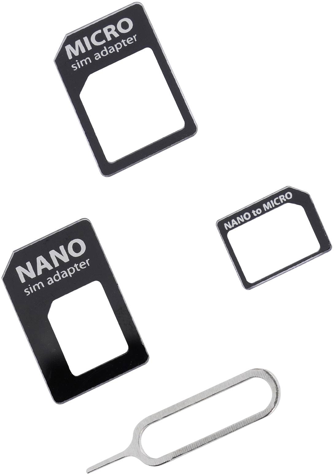 Vivanco SIMADAPSETVV SIM adapter incl. ejector tool Adapted from: Nano SIM, Micro SIM Adapted to: Micro SIM, Standard SIM