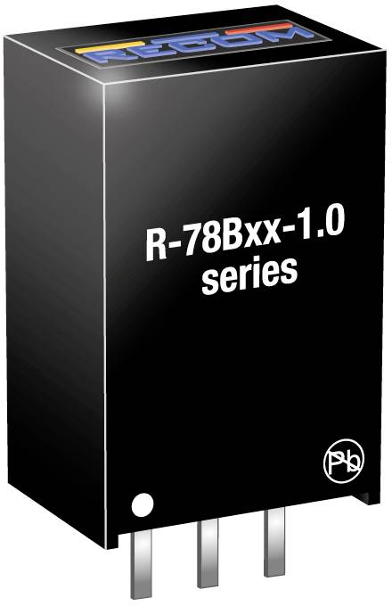 'R-78Bxx-1.0 series voltage regulator' in a black housing with three connection pins.