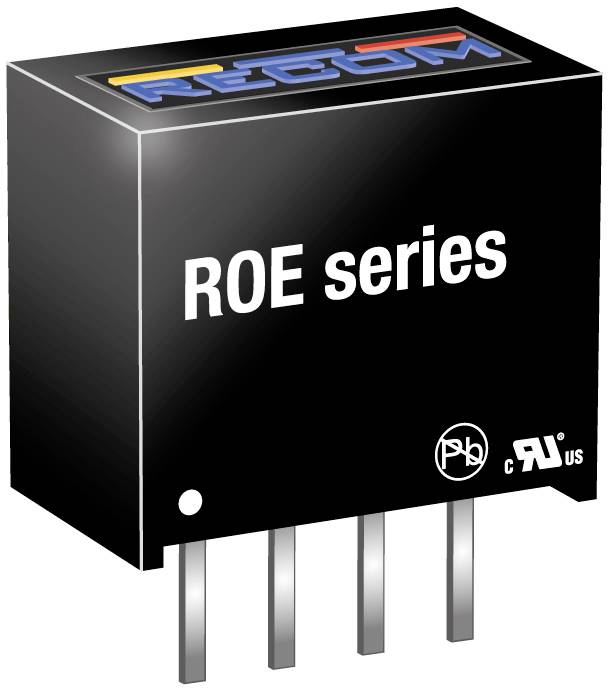 Black electronic component with 'ROE series' inscription and brand logo on top. Shows connection pins at the bottom.