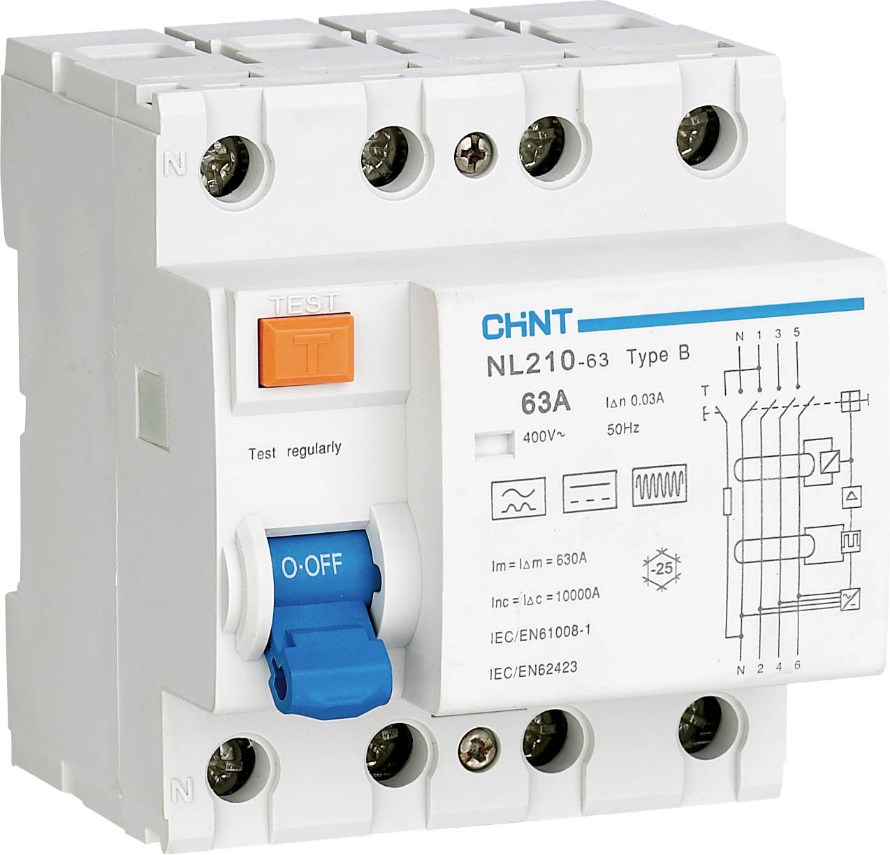 Chint 782010 RCCB RCD (all types of current) B/10kA 3-pin 63 A 0.3 A