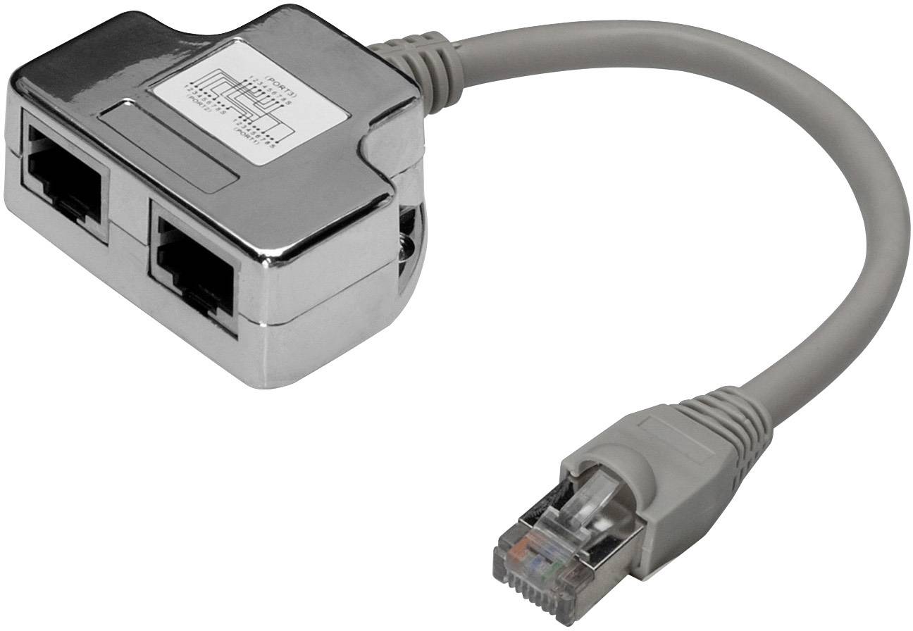 Digitus RJ45 Networks Adapter CAT 5, CAT 5e [1x RJ45 plug - 2x RJ45 socket] Grey