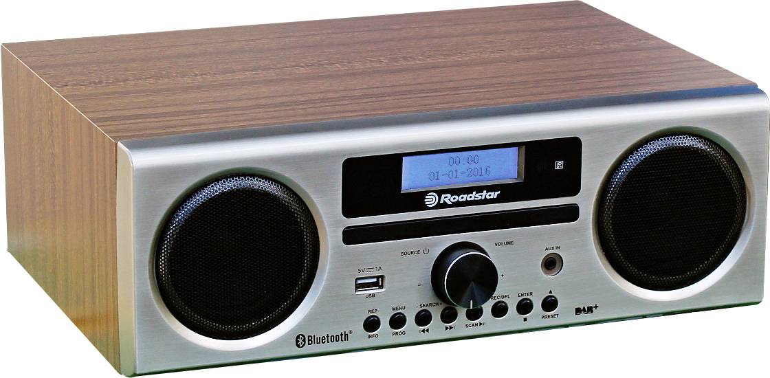 Roadstar HRA-9D+BT wood Desk radio FM, DAB, DAB+ DAB+, FM, CD, AUX, USB, Bluetooth Incl. remote control Wood