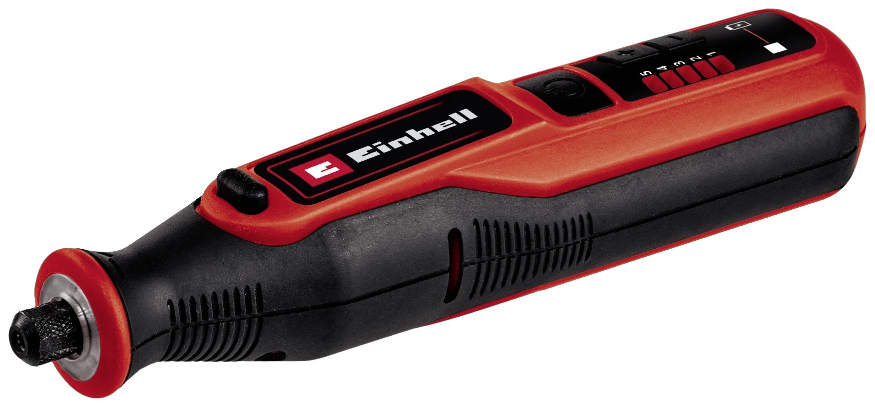 A red and black electric tool by Einhell, resembling a cordless screwdriver, with a cylindrical, compact design.