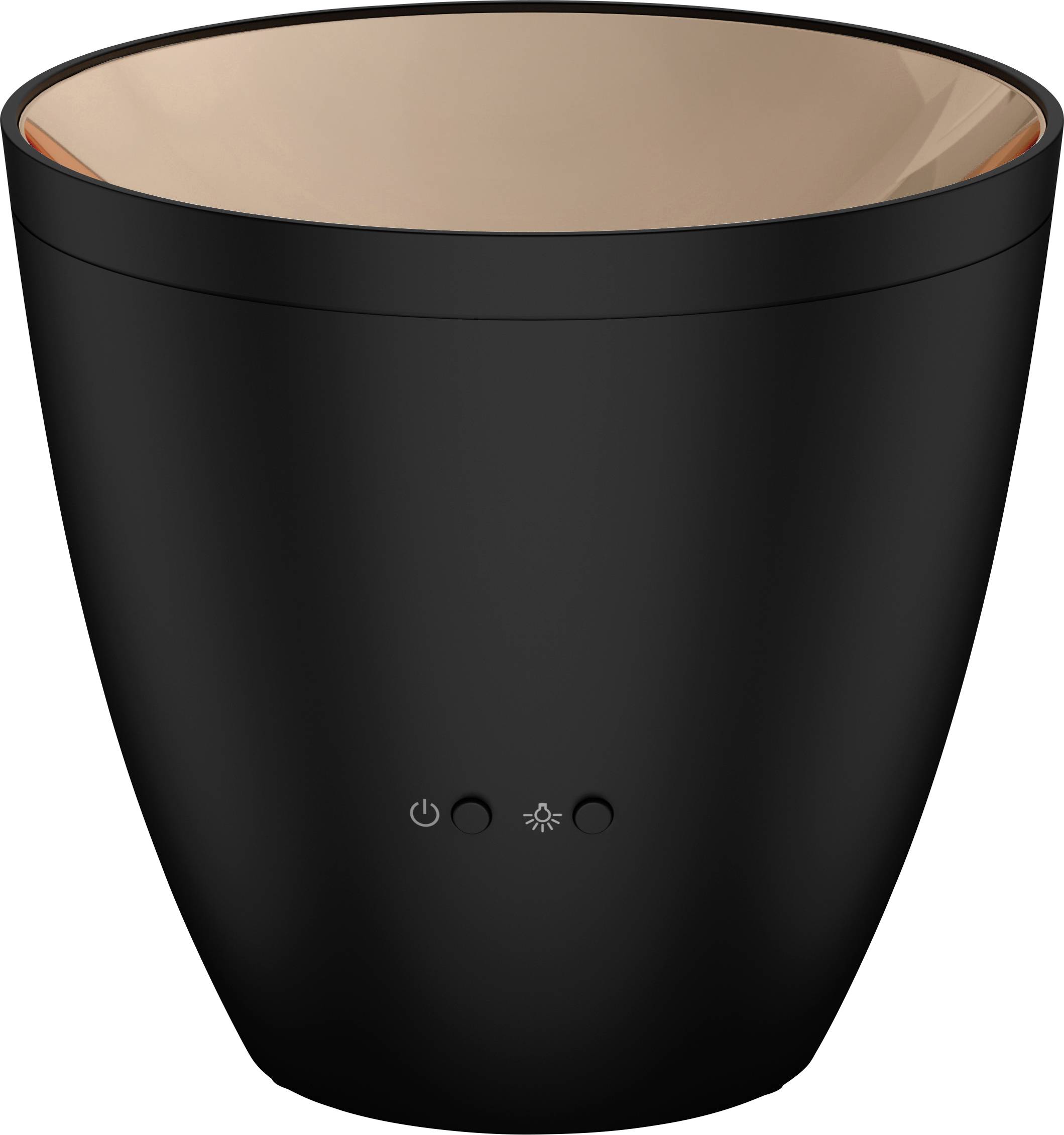 Black electric plant pot with control buttons on the front; suitable for automatic plant watering and lighting.