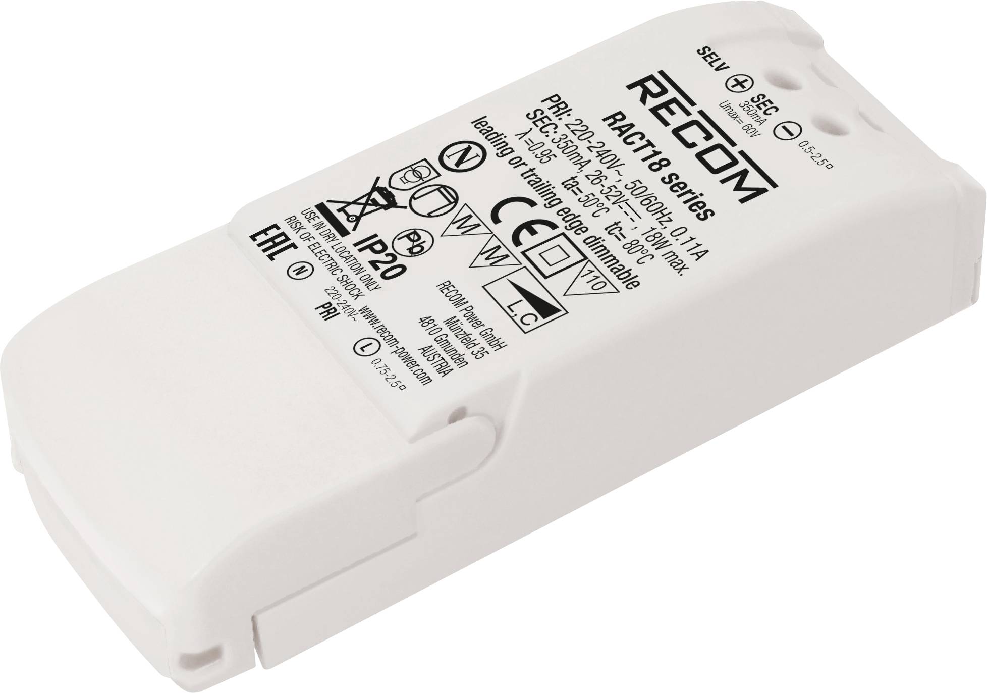 RECOM LED driver 18 W 700 mA 13 - 26 V DC