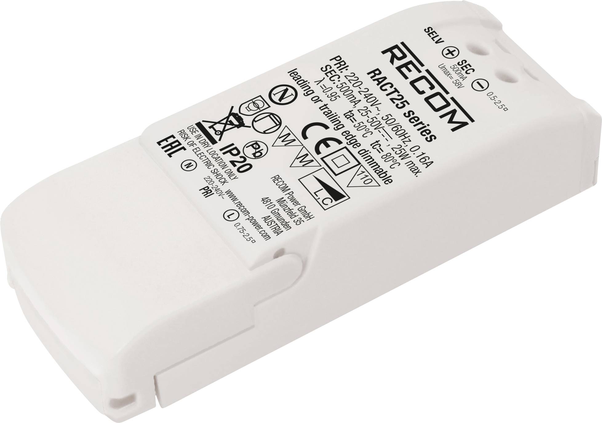 RECOM LED driver 25 W 700 mA 18 - 36 V DC