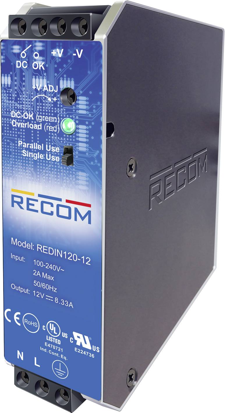 RECOM REDIN120-12 Rail mounted PSU (DIN) 12 V DC 8.33 A 120 W 1 x