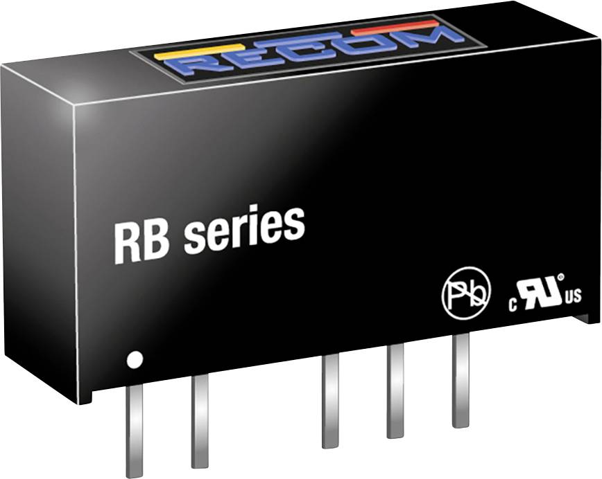 'RB series' black electronic component with four silver pins, commonly used in electronic circuits.