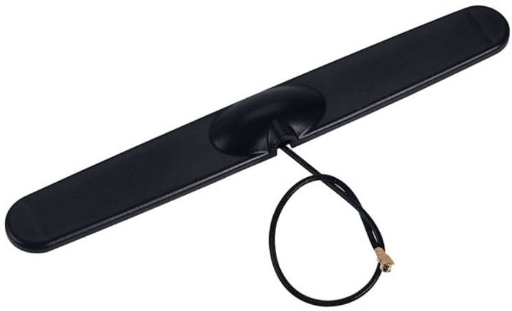 A rectangular, black receiver with a cable emerging from its centre.