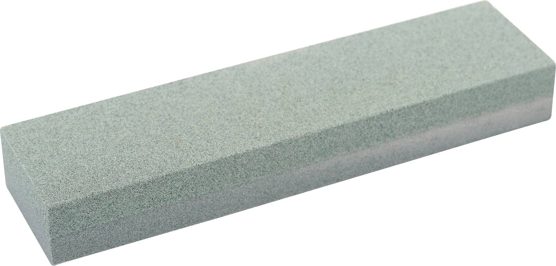 A rectangular whetstone with a coarse-grained surface, typically used for sharpening knives and tools.