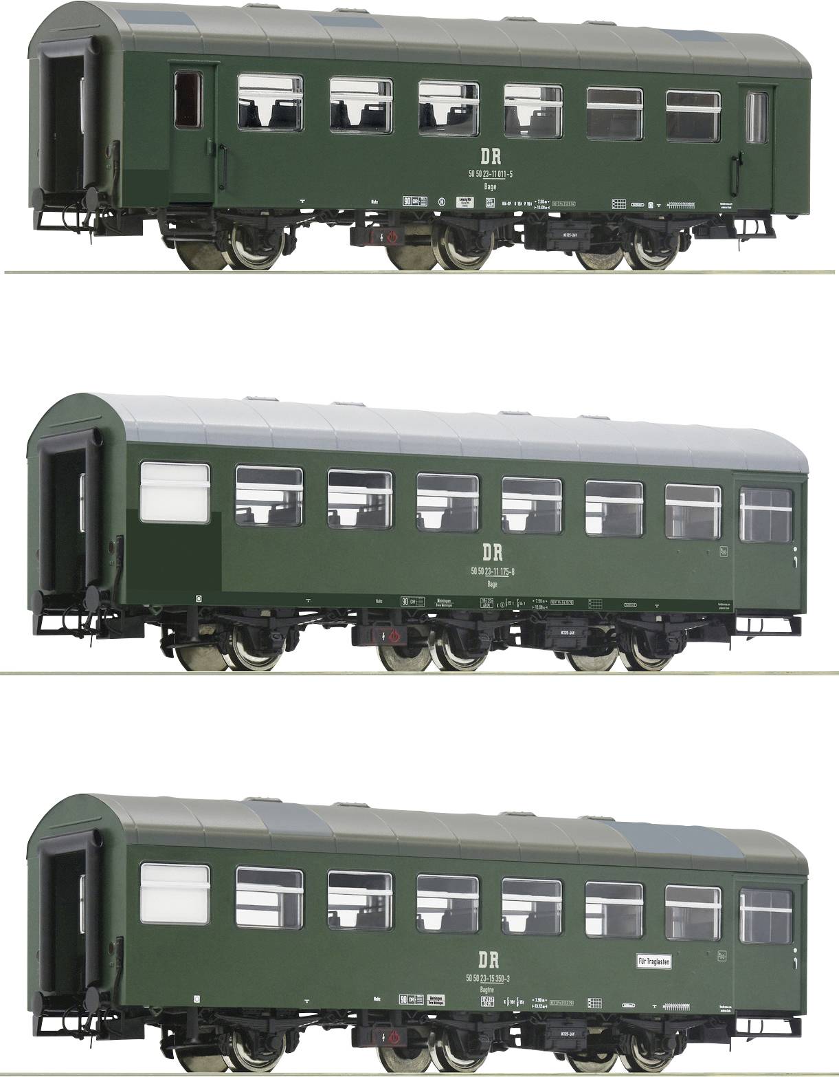 Roco 74070 H0 RO 3er-Set (1) Reko wagon of DR