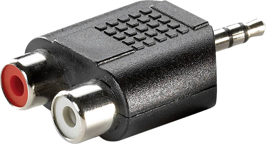 Value 11.99.4441 Jack Audio/phono Adapter [1x Jack plug 3.5 mm - 2x RCA socket (phono)] Black