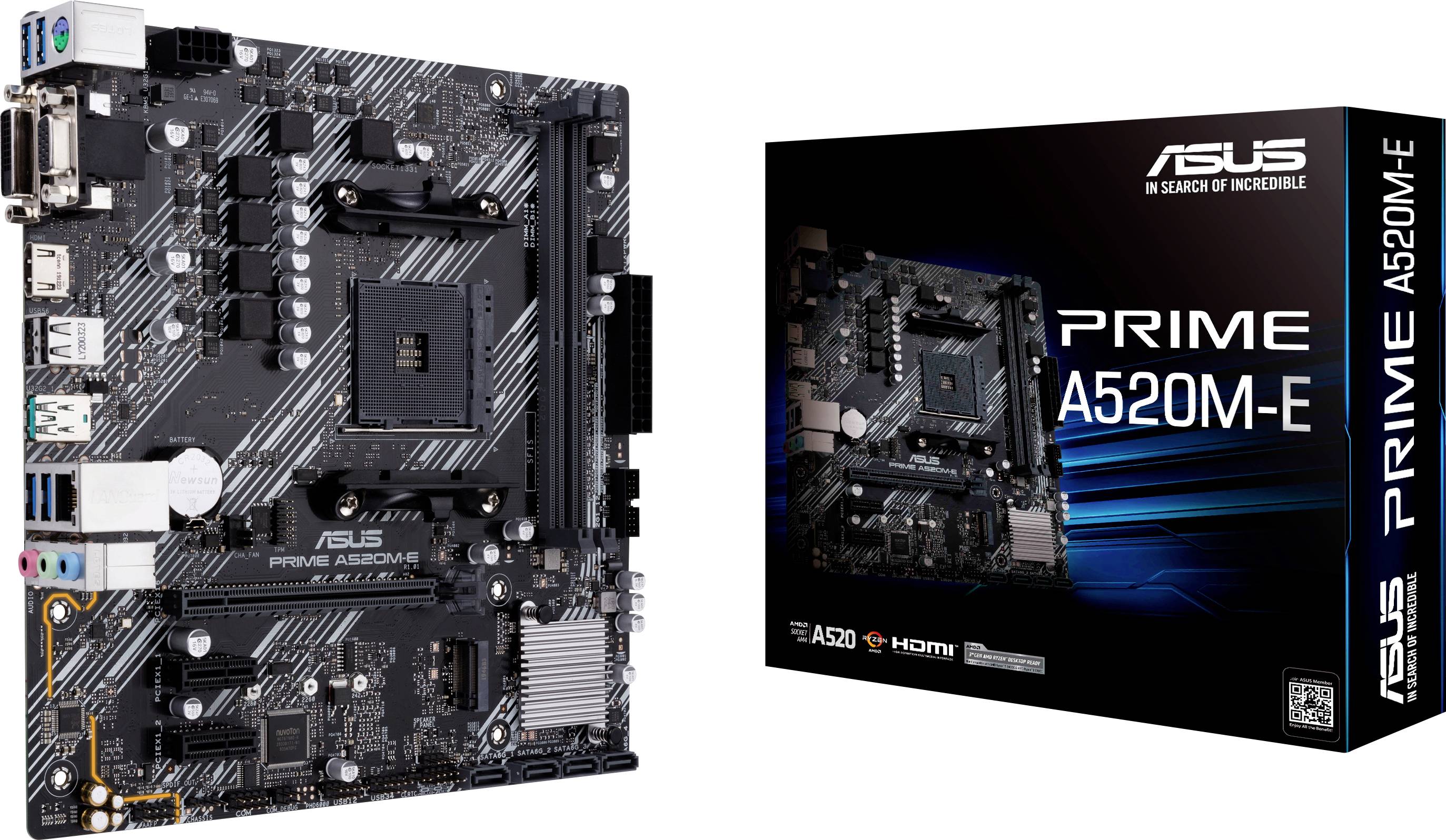 Asus PRIME A520M-E Motherboard PC base AMD AM4 Form factor Micro-ATX