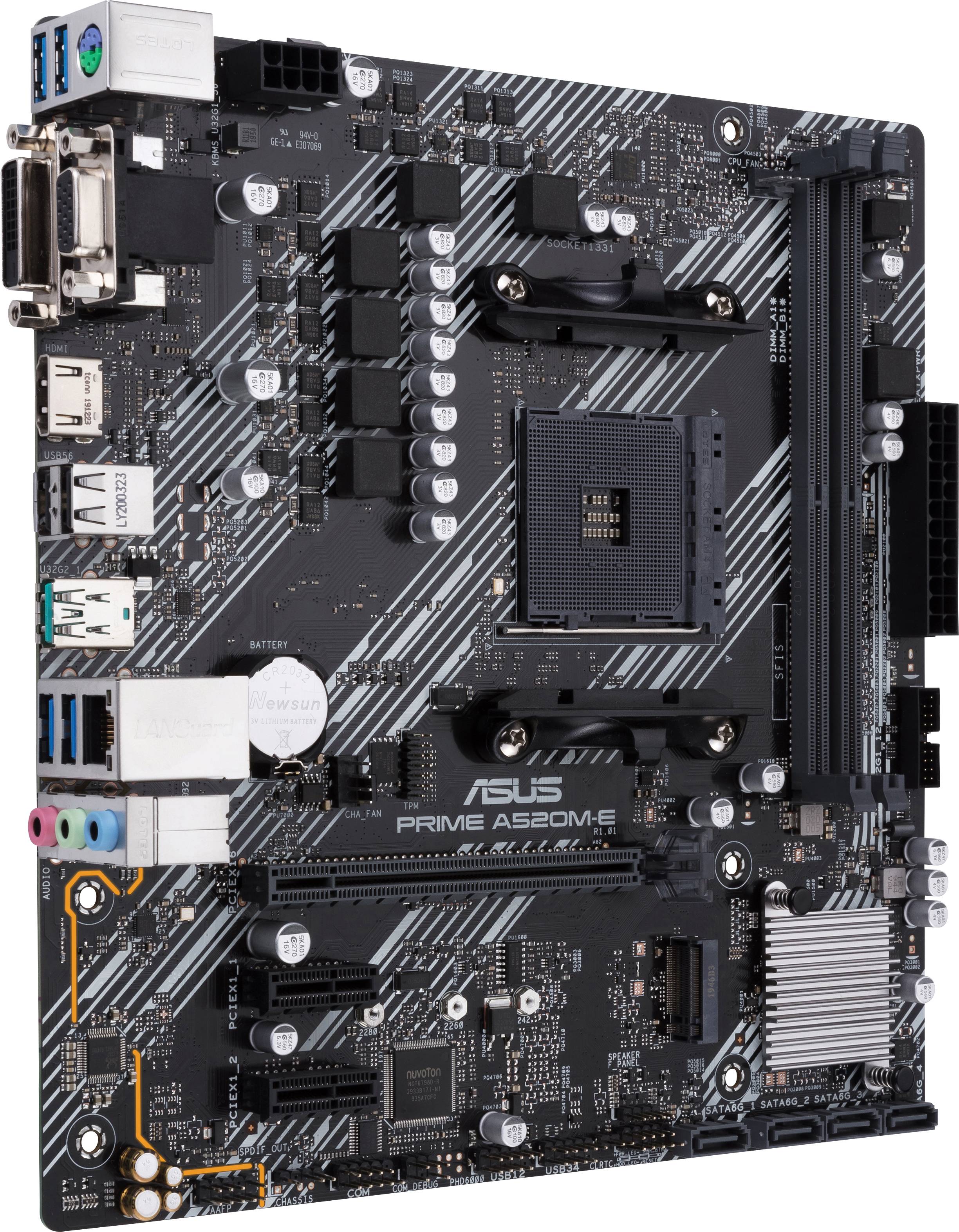 Asus PRIME A520M-E Motherboard PC base AMD AM4 Form factor Micro-ATX