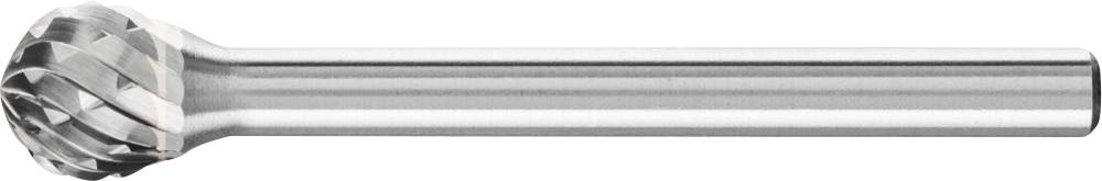 A cylindrical milling tool with a cutting head at the end and a long, smooth shaft. Ideal for precision metalworking.