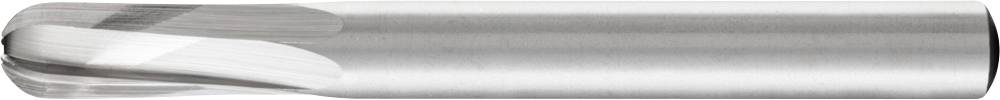 A cylindrical metal milling cutter, likely for machining smooth surfaces, shows gleaming, spiral-shaped cutting edges.