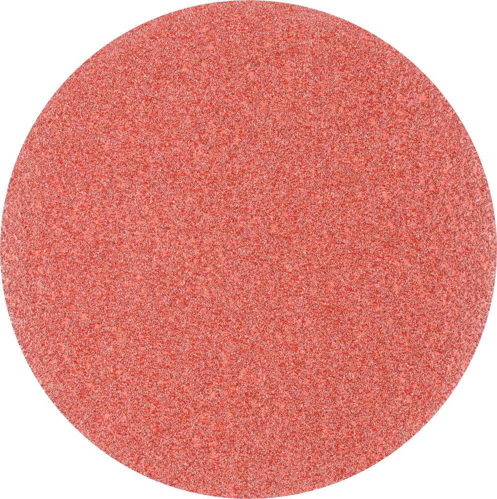 Round, flat sandpaper with a red, grainy surface.