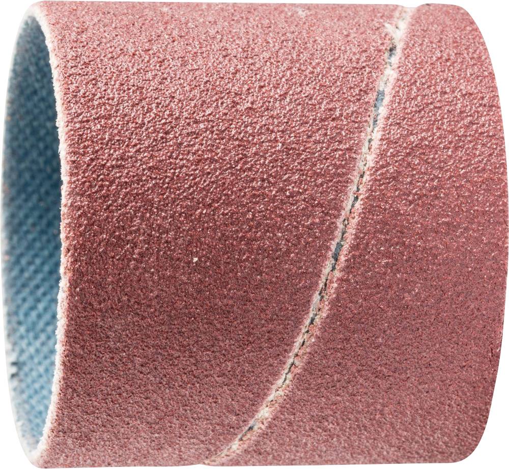 A red and blue abrasive ribbon with a textured surface, primarily used for sanding or polishing.