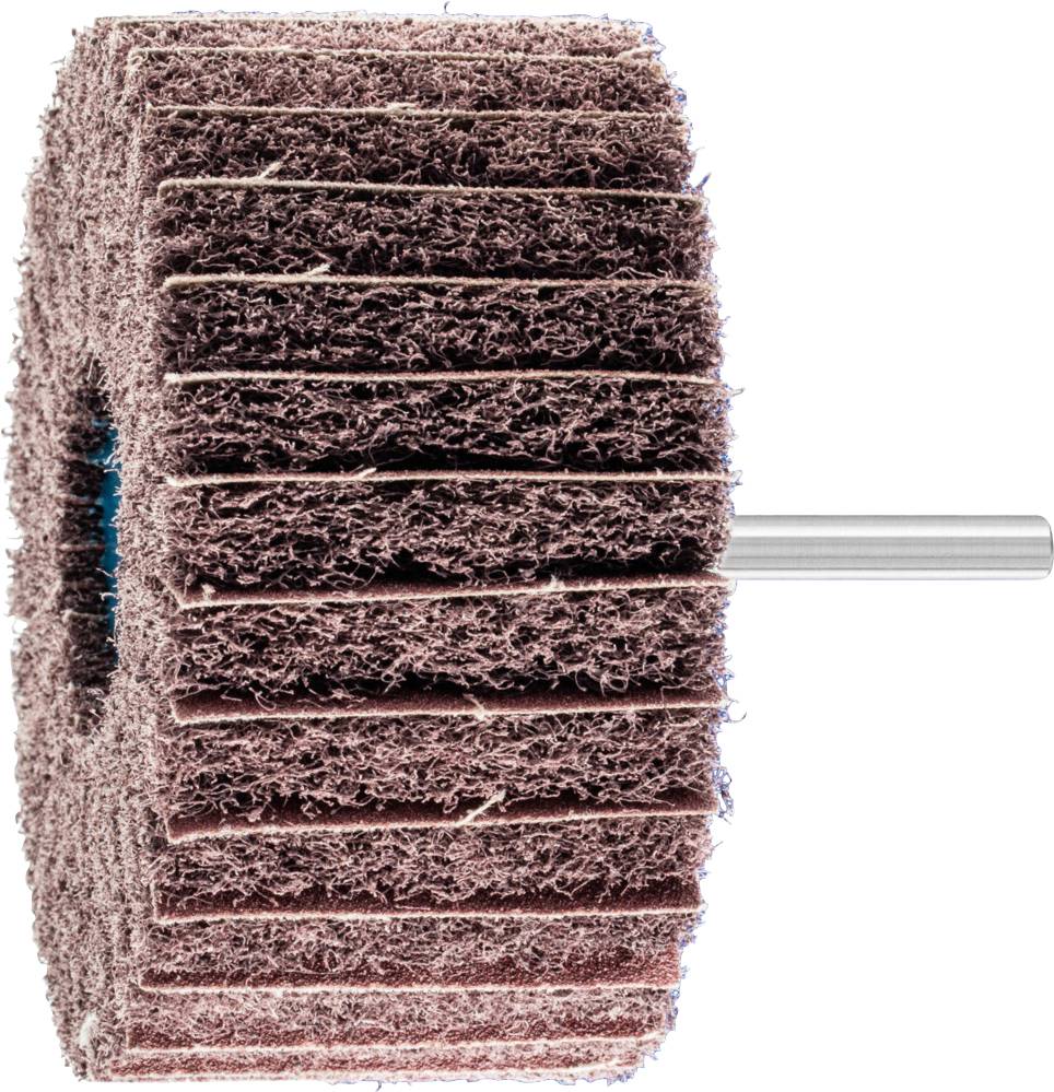 'Mounted abrasive fleece disc' illustrated. The disc has multiple layers of abrasive material and is used for polishing.