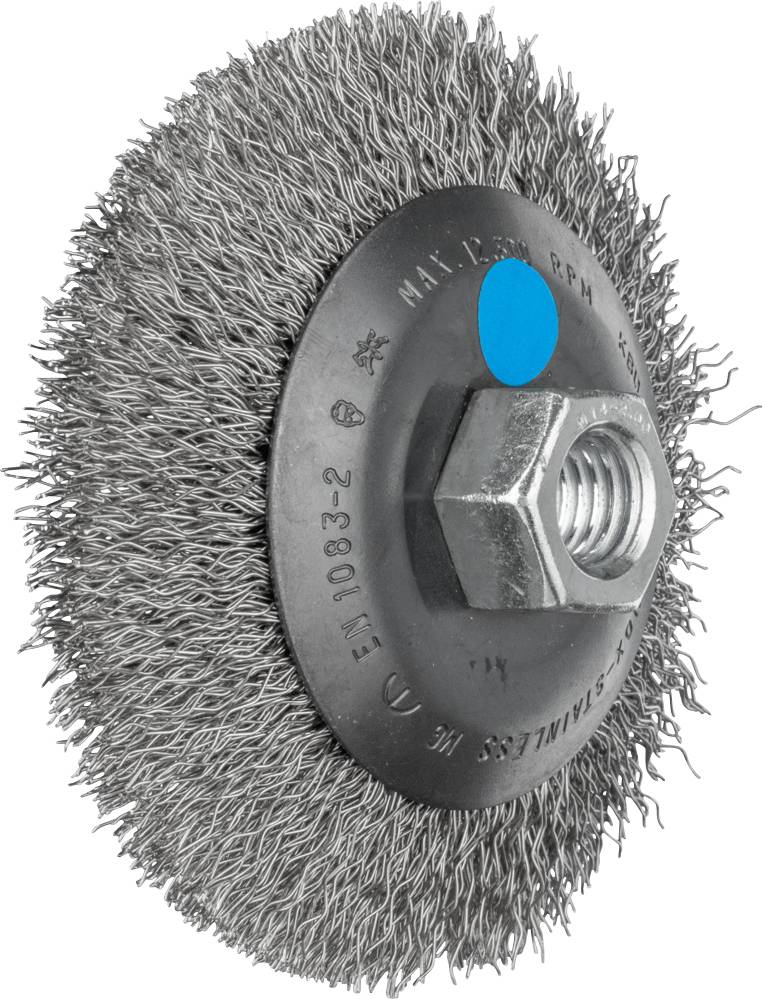 PFERD TOOLS Cone brush unzopft KBU Ø 100 x 10 mm M14 stainless steel wire Ø 0.35 for angle grinder POS KBU 10010/M14 INOX 0,35