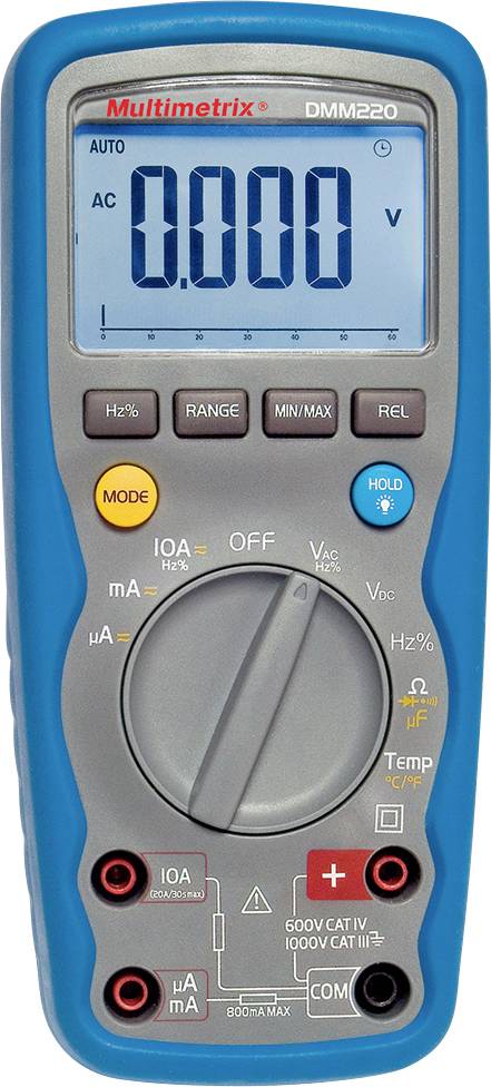 Multimetrix DMM 220 Handheld multimeter Digital Waterproof (IP67) CAT III 1000 V, CAT IV 600 V Display (counts): 6000