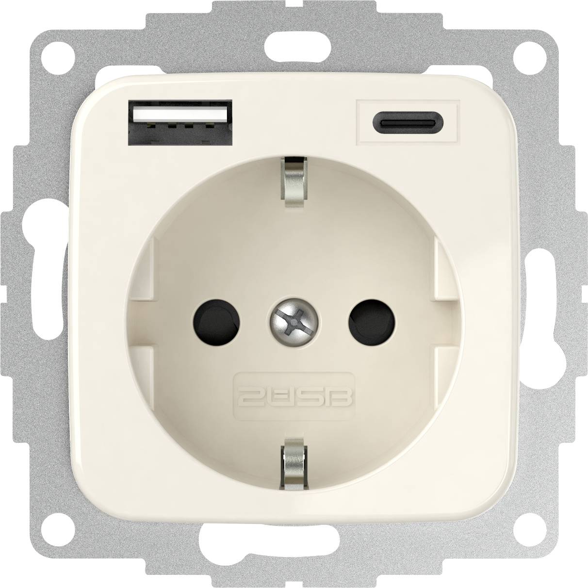 2USB 2U-449382;PG socket;Child safety, incl. USB charging port;IP20;Creamy white (glossy)