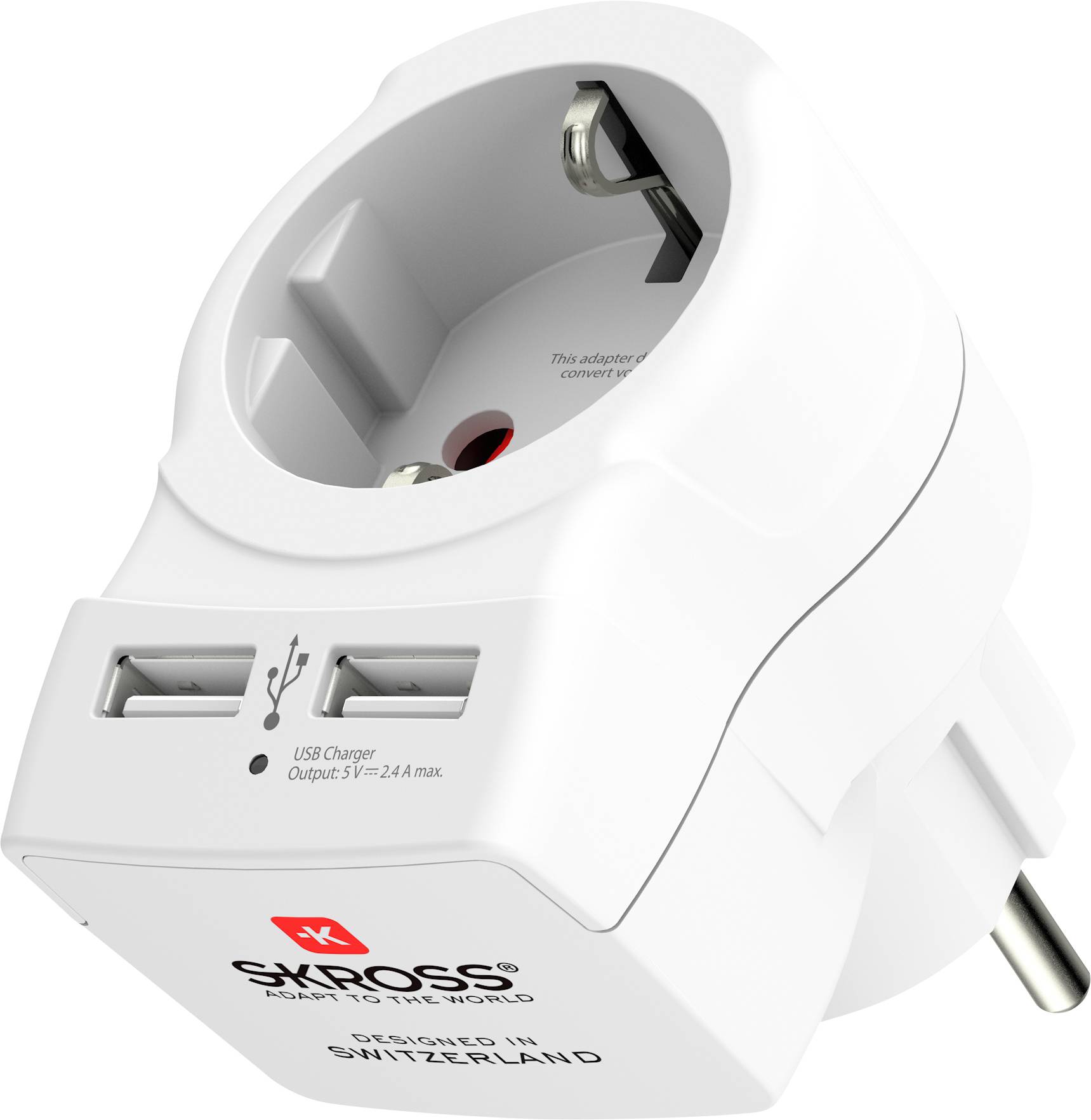 Skross 1500282 In-line socket + USB White