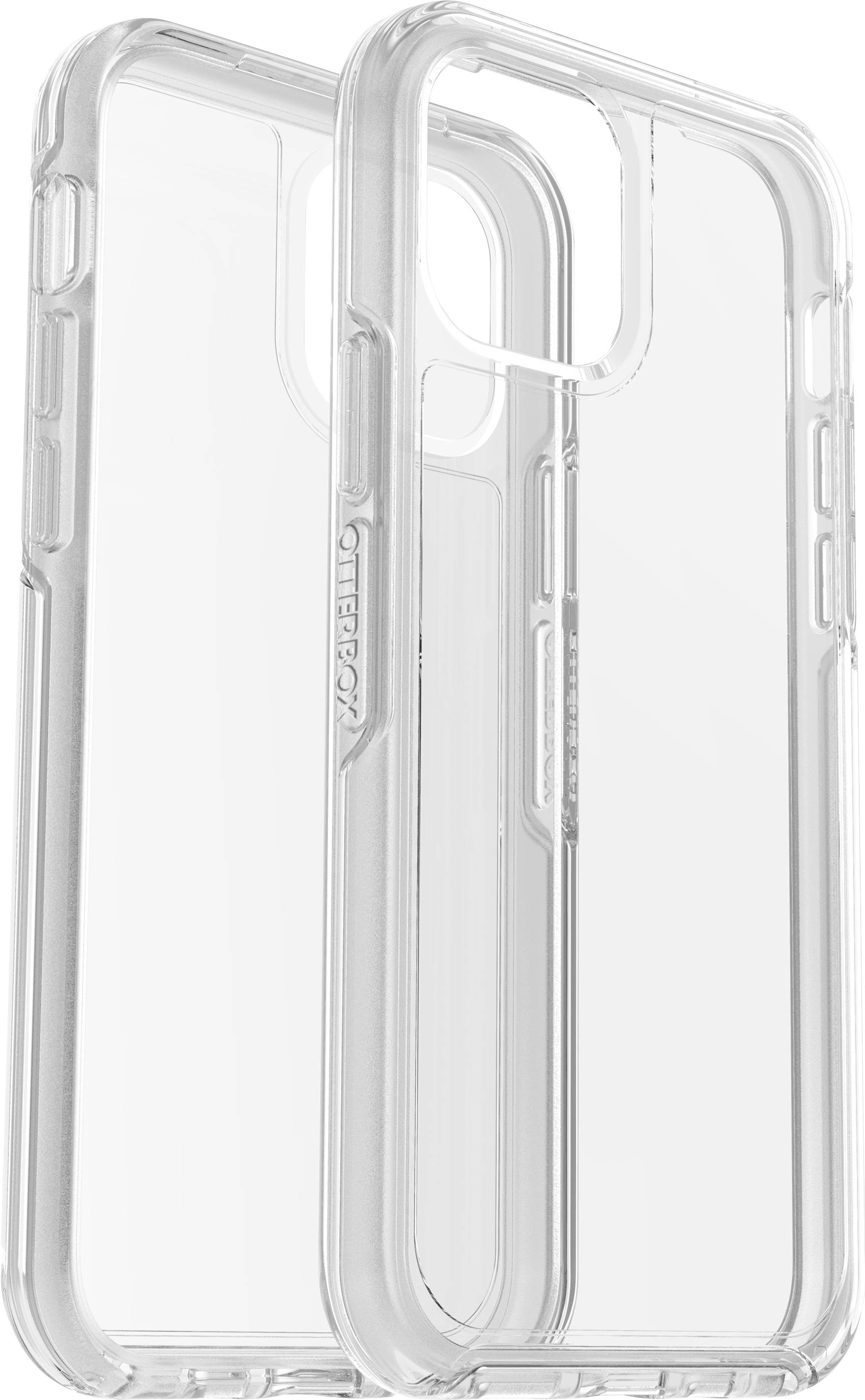 Two transparent smartphone cases side by side. They display details such as reinforced corners and precise cut-outs for ports.