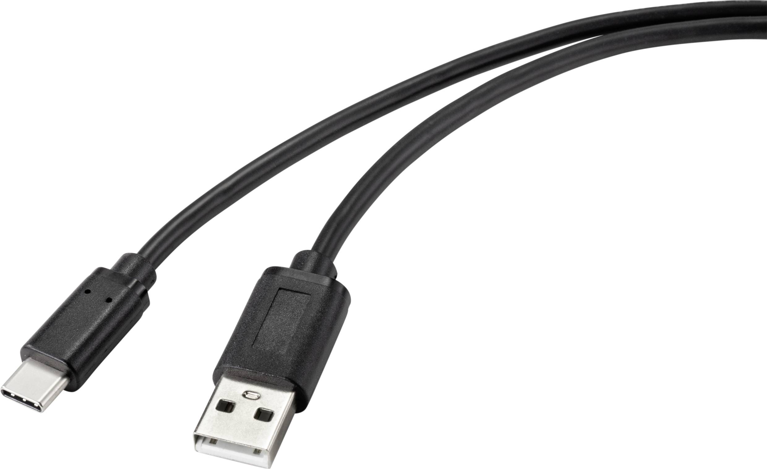 USB cable with USB-A and USB-C connectors.