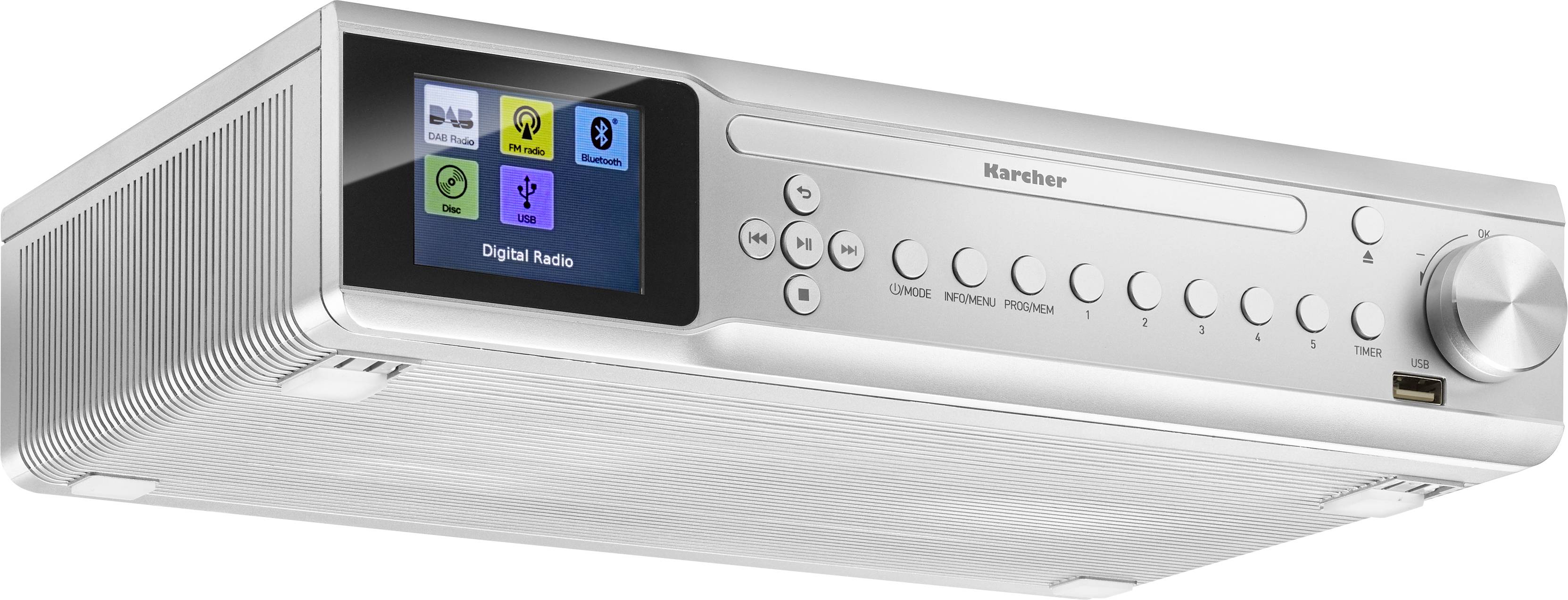 Karcher RA 2060D-S Radio base component DAB+, FM DAB+, FM, Bluetooth, CD Silver