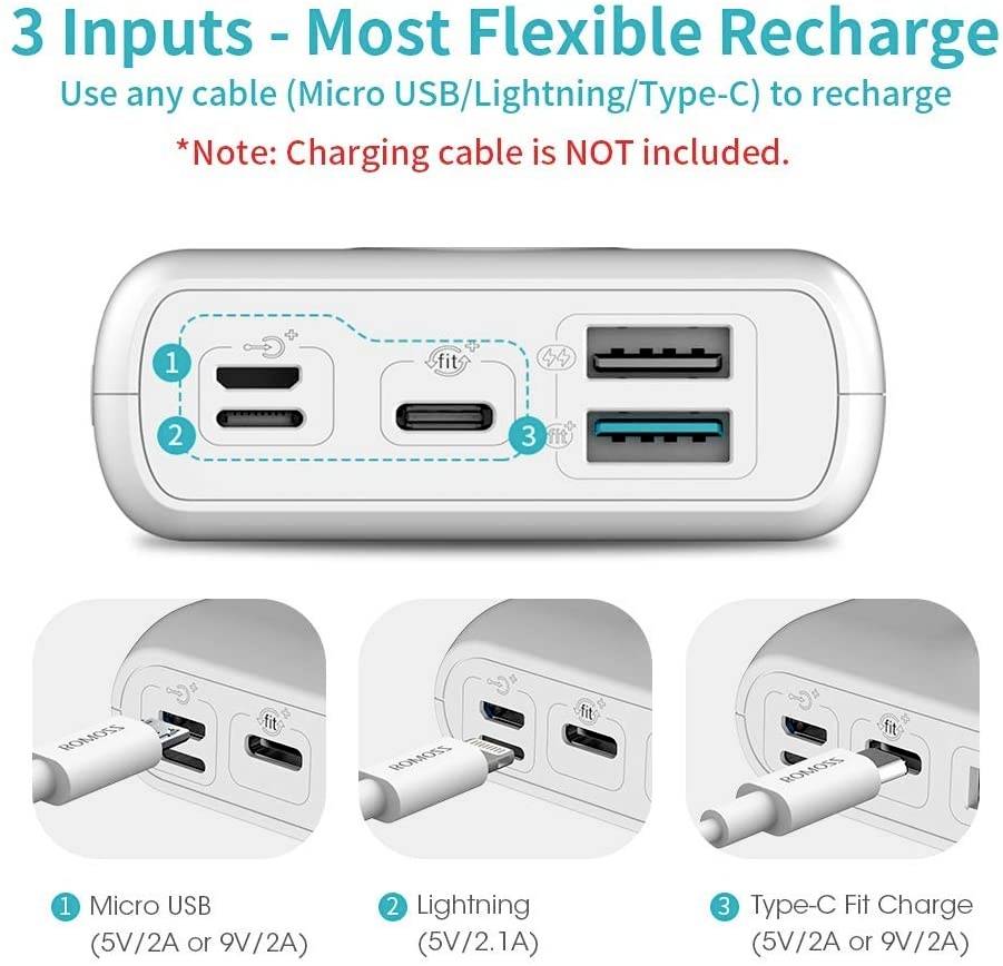 Romoss SW20 Pro Power bank 20000 mAh Quick Charge Li-ion Black Status display