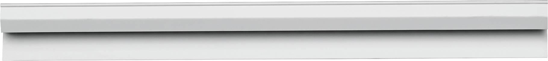 A white metal letter slot, closed and horizontally positioned, displays a simple and functional design.