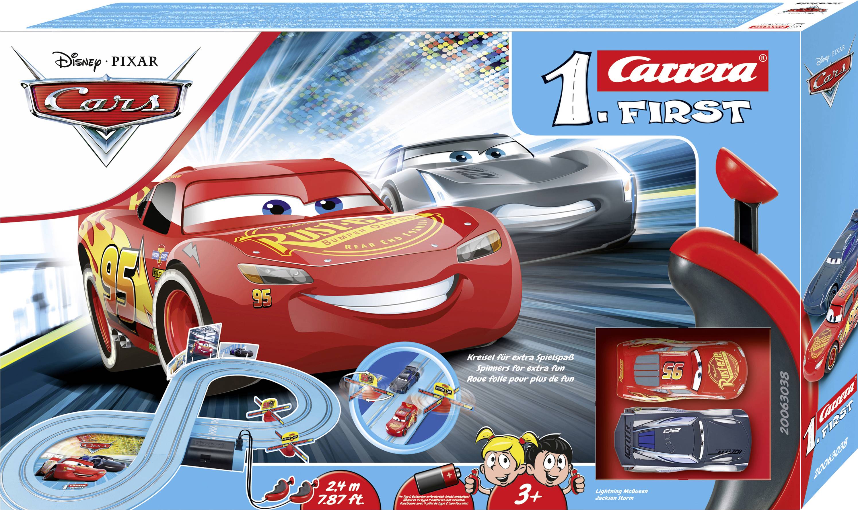 A toy racing track with two cars from the film 'Cars', including Lightning McQueen. Suitable for children aged 3 years and above.