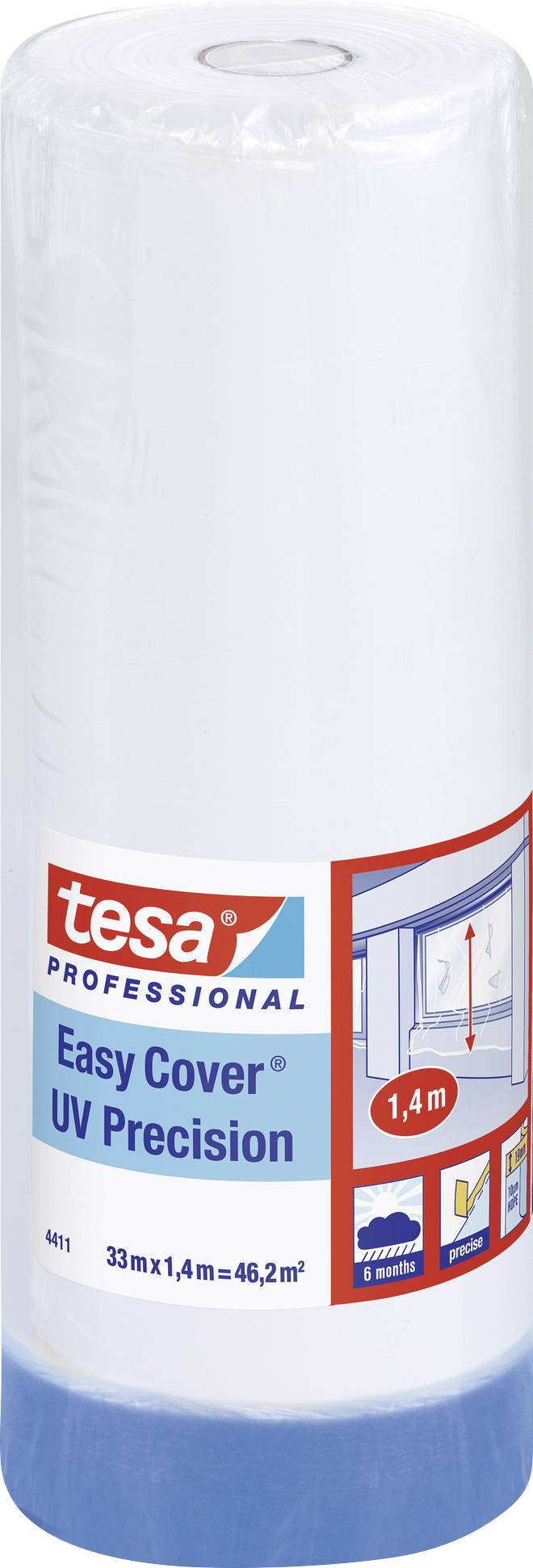 Roll of Tesa Easy Cover UV Precision Masking Film, 33 m length, 1.4 m height.