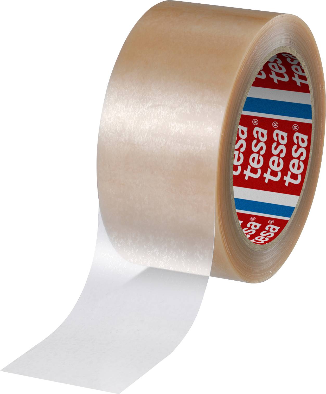 A roll of transparent adhesive tape with the 'tesa' label on the inside.