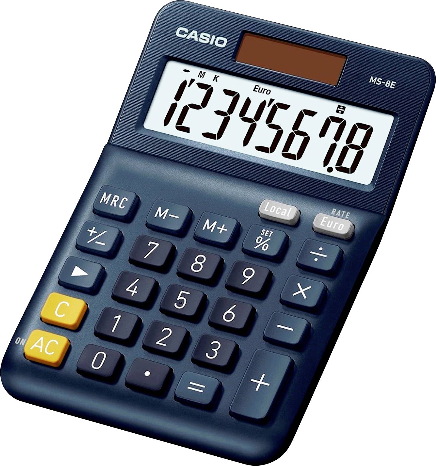 Casio MS-8E Desk calculator Dark blue Display (digits): 8 solar-powered (L x W) 101 mm x 149 mm