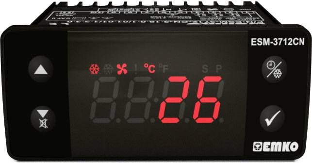 A digital temperature control device with a display is showing '26°C'. Buttons for adjusting the temperature are visible.