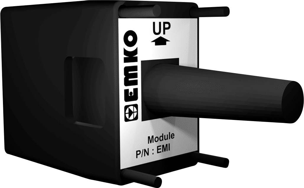 A square, black module with the inscription 'EMKO' and 'UP' displays a protruding, cylindrical handle.