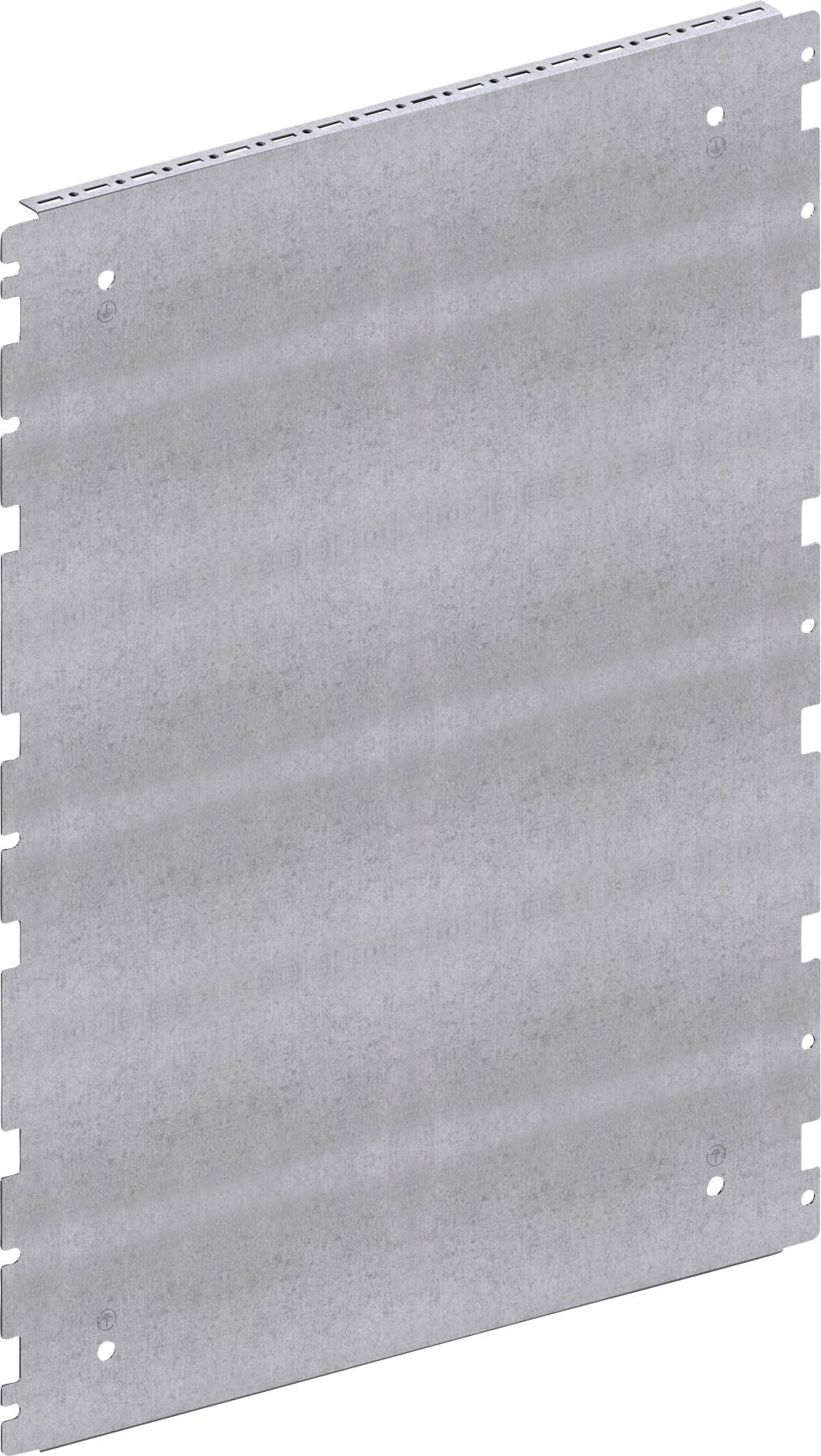 Metal plate with punched holes along the edges, potentially suitable for fastening or mounting.