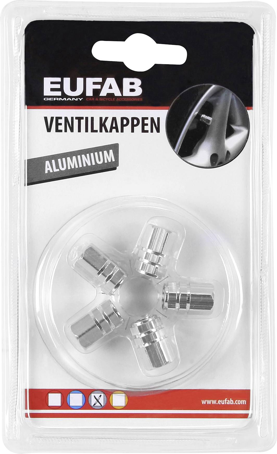 Eufab Valve dust cap 5-piece set Chrome