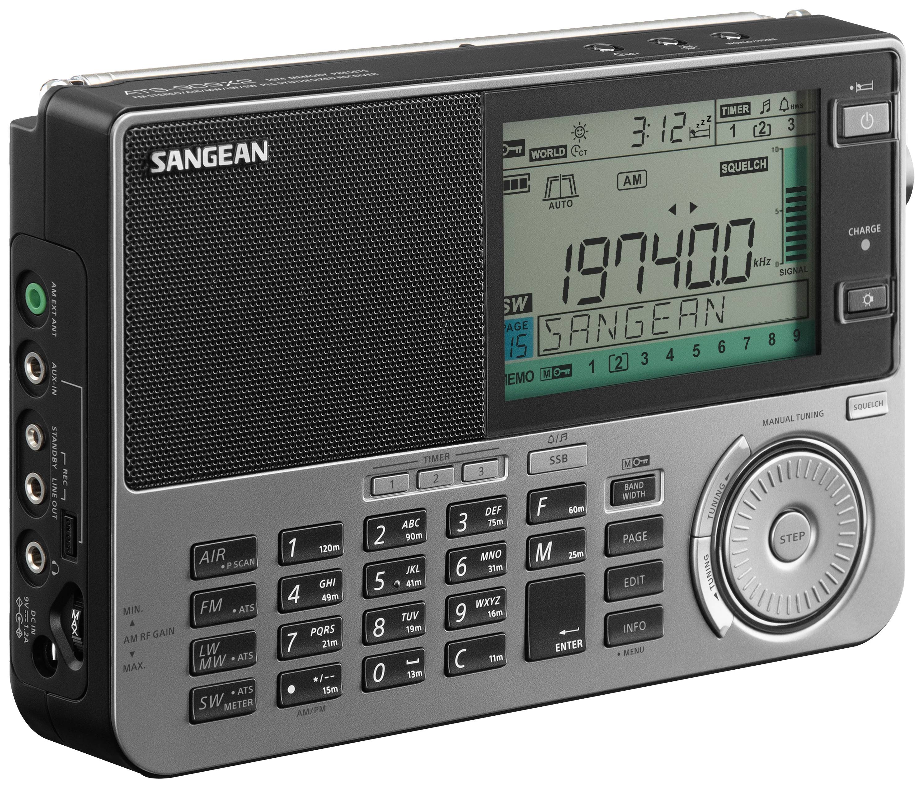 Sangean ATS-909X2 Shortwave receiver FM, LF, AM Alarm clock Black