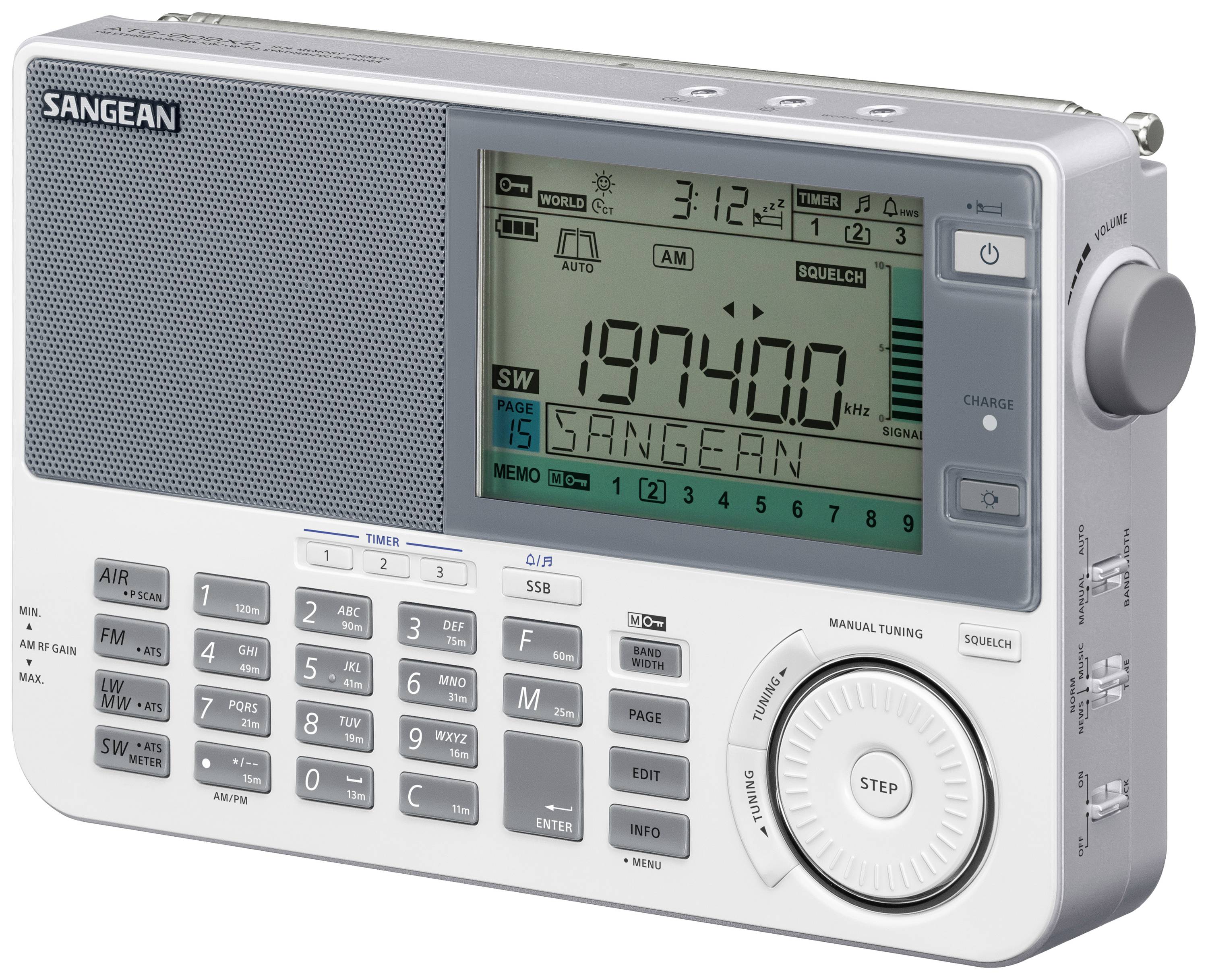 Sangean ATS-909X2 Shortwave receiver FM, LF, AM Alarm clock White