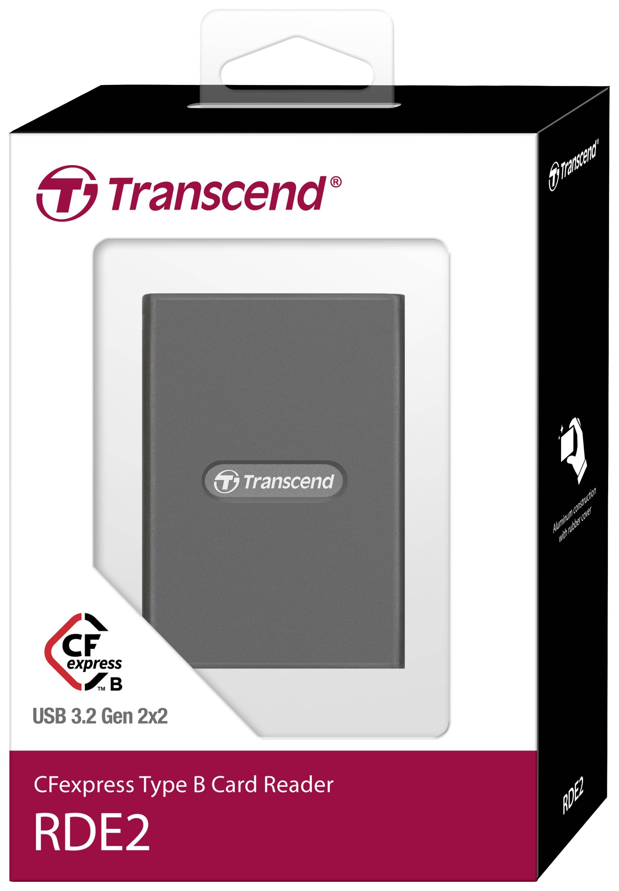 Transcend RDE2 External memory card reader USB A (USB 3.2 2nd gen), CompactFlash Grey