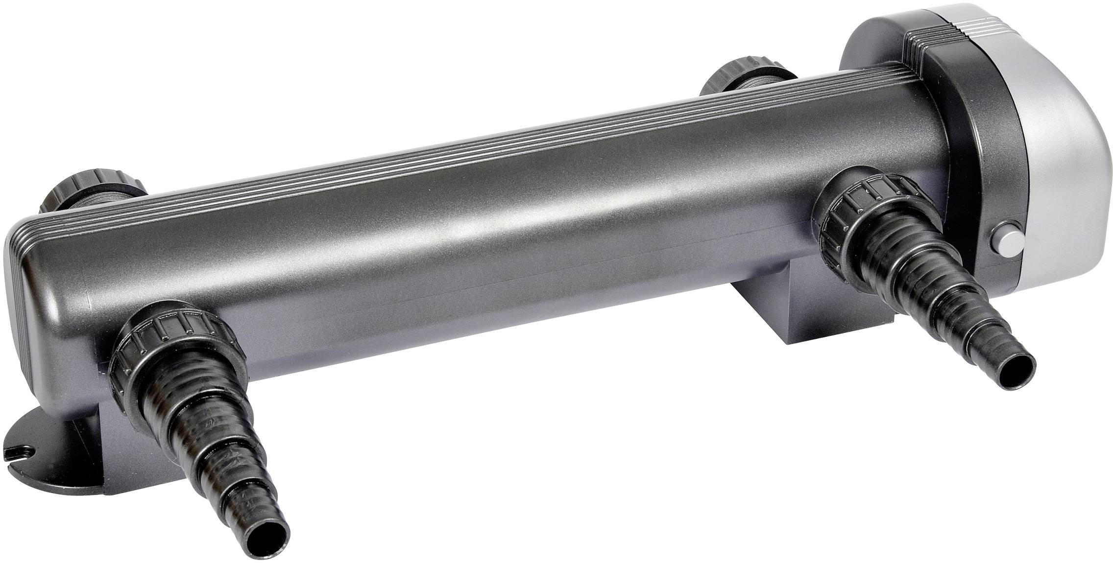 An electric cooler or heat exchanger with multiple connections. Manufactured from metallically gleaming material.