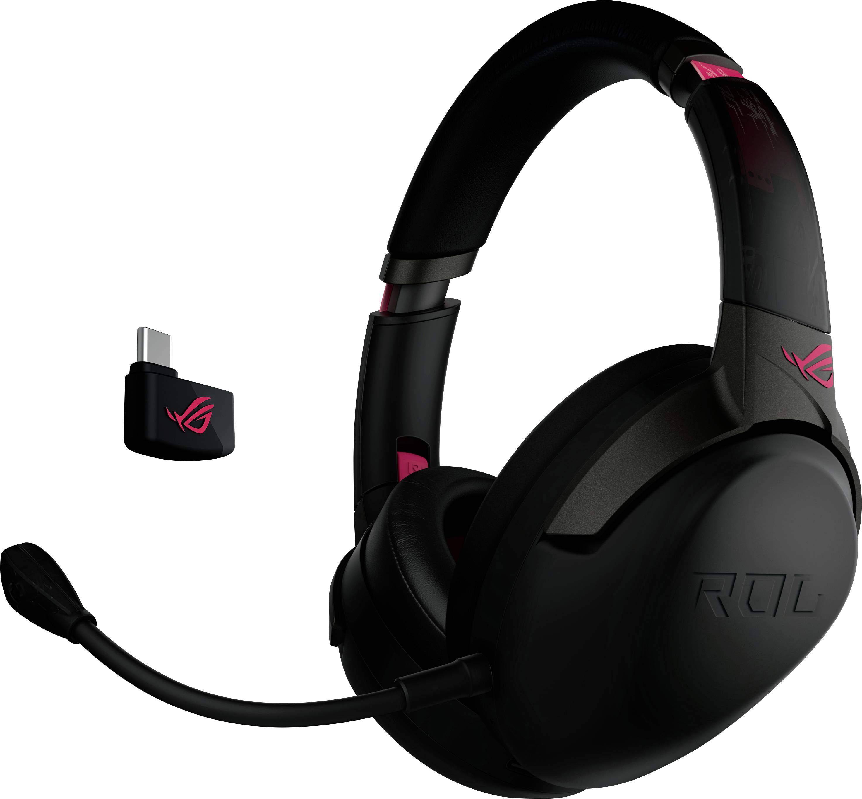 Asus ROG STRIX GO 2.4 Electro Punk Gaming Over-ear headset Bluetooth® (1075101), Corded (1075100) Stereo Black, Rose Microphone