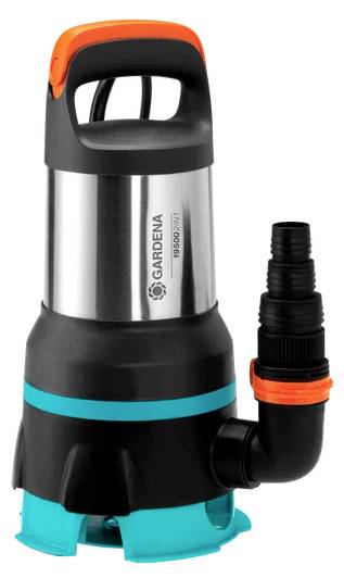 Water pump with a robust housing and ergonomic handle. Ideal for efficiently transferring water in the household and garden.