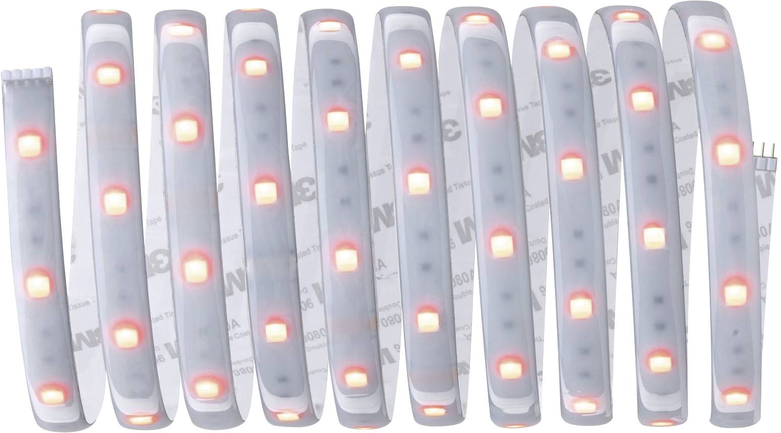 Several LED light strips positioned side by side, shining brightly.